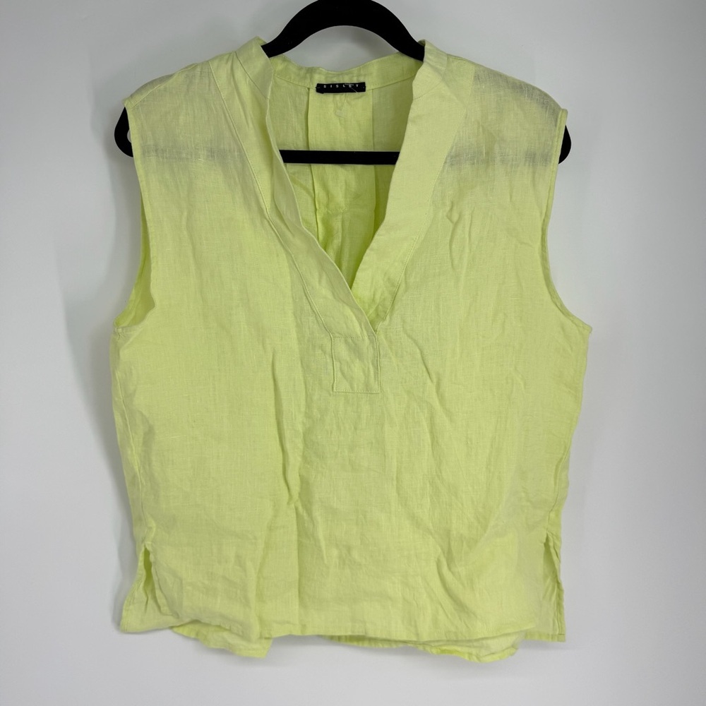 Sisley Neon Sleeveless V Neck Side Slit Blouse